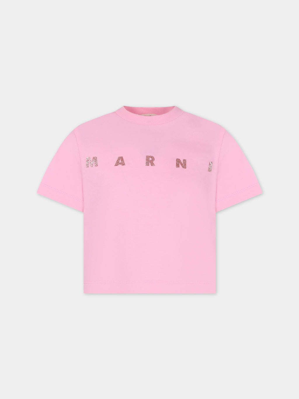 Pink crop t-shirt for girl with logo